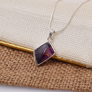 Trapiche Amethyst Sterling Silver Pendant: Crystal Slice (15x31mm)
