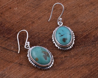 Turquoise Gemstone Earring, Dangle Earring, Turquoise Earring, Gemstone Earring, 925 Sterling Silver Earring, Turquoise Silver Earring