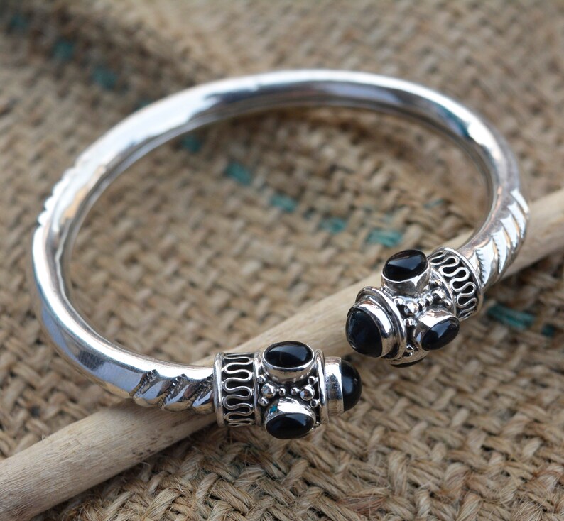 Onyx Bracelet Gift For Her Boho Jewelry Vintage Silver Bracelet,925 Sterling Silver Bracelet Gift For Him Black Onyx Silver Bracelet