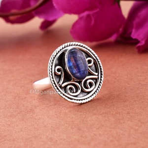 Tanzanite Gemstone Ring, Blue Tanzanite Ring, Tanzanite Silver Ring, 925 Sterling Silver Ring, Us Size-7, Tanzanite Statement Boho Ring