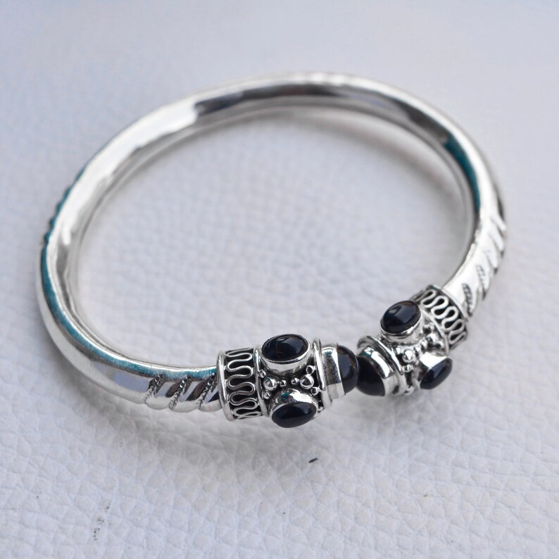 Onyx Bracelet Gift For Her Boho Jewelry Vintage Silver Bracelet,925 Sterling Silver Bracelet Gift For Him Black Onyx Silver Bracelet