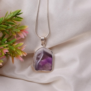 Trapiche Amethyst 925 Sterling Silver Pendant (18x34mm)