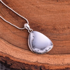 925 Sterling Silver Natural DENDRITIC Agate Pendant,Silver Pendant ,Gift For Her, Tiny Gemstone Pendant, DENDRITIC Agate Gemstone Pendant