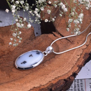925 Sterling Silver Natural DENDRITIC Agate Pendant,Silver Pendant ,Gift For Her, Tiny Gemstone Pendant, DENDRITIC Agate Gemstone Pendant