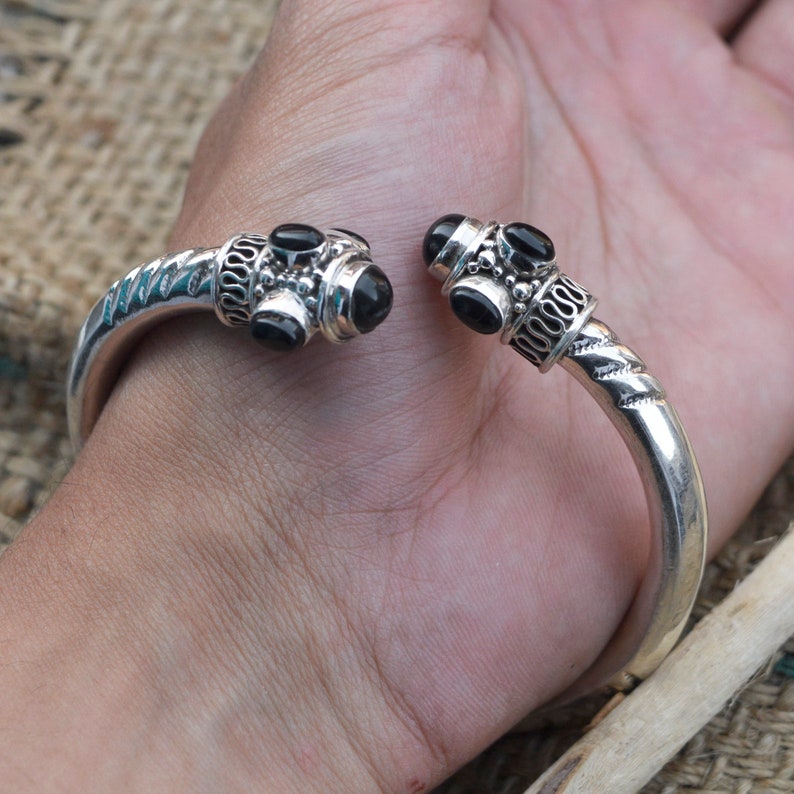 Onyx Bracelet Gift For Her Boho Jewelry Vintage Silver Bracelet,925 Sterling Silver Bracelet Gift For Him Black Onyx Silver Bracelet