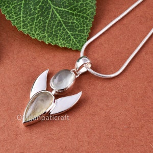 Genuine Prehnite Gemstone Pendant, 925 Sterling Silver Jewelry, Gift For Her, Prehnite Gemstone ,Anniversary Jewelry, Prehnite Gemstone