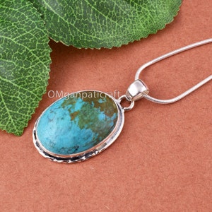 925 Sterling Silver Gemstone Jewelry, Chrysocolla Silver Pendant, Anniversary Jewelry, Chrysocolla Gemstone, Gift For Her, Chrysocolla