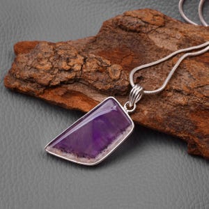 Trapiche Amethyst Sterling Silver Pendant: Natural Crystal Slice