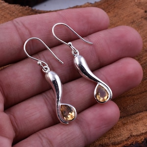 Citrine Earrings, Sterling Silver Earrings, November Birthstone, Gift for Mom, Gemstone Earrings, Girlfriend Gift, Citrine Silver Earring