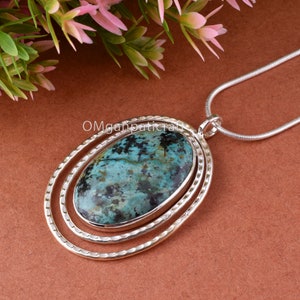925 Sterling Silver Gemstone Jewelry, Gift For Her, Chrysocolla Gemstone Pendant, Anniversary Jewelry, Chrysocolla Solid Silver Jewelry