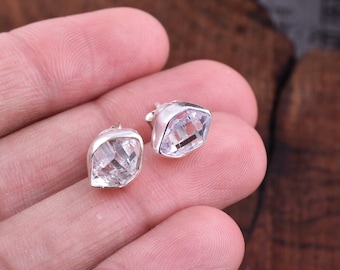 Raw Herkimer Diamond Stud Earrings: Sterling Silver Post