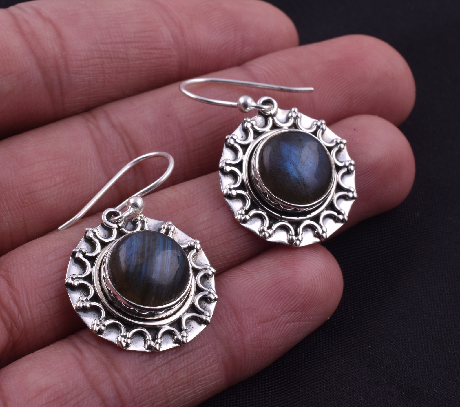 Labradorite stone earrings Clearance