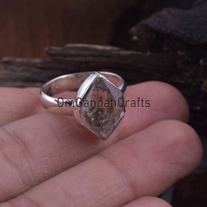 925 Silver Herkimer Diamond Ring, Natural Herkimer Diamond Silver Ring, Herkimer Silver Ring, Stackable Ring,Raw Diamond Ring,Christmas Sale