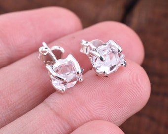 Raw Herkimer Diamond Stud Earrings: Sterling Silver Post