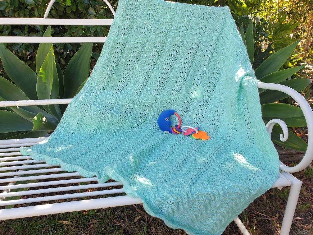 Knitted Feather and Fan Blanket Baby Blanket Etsy