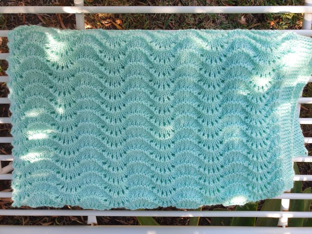 Knitted Feather and Fan Blanket Baby Blanket Etsy