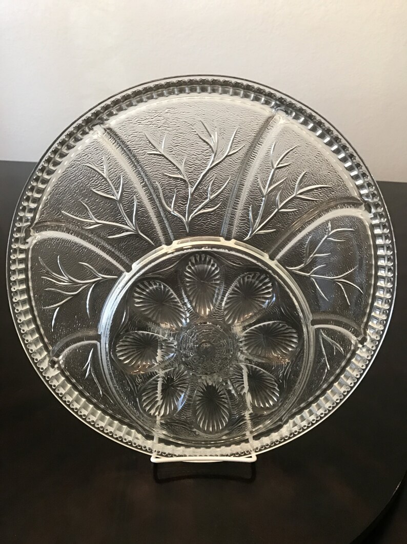 Vintage Indiana Glass Deviled Egg Relish Tray Etsy