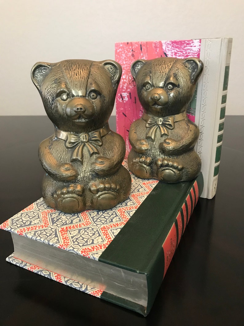 Vintage Brass Teddy Bear Bookends Made In Korea/Brass Teddy Etsy