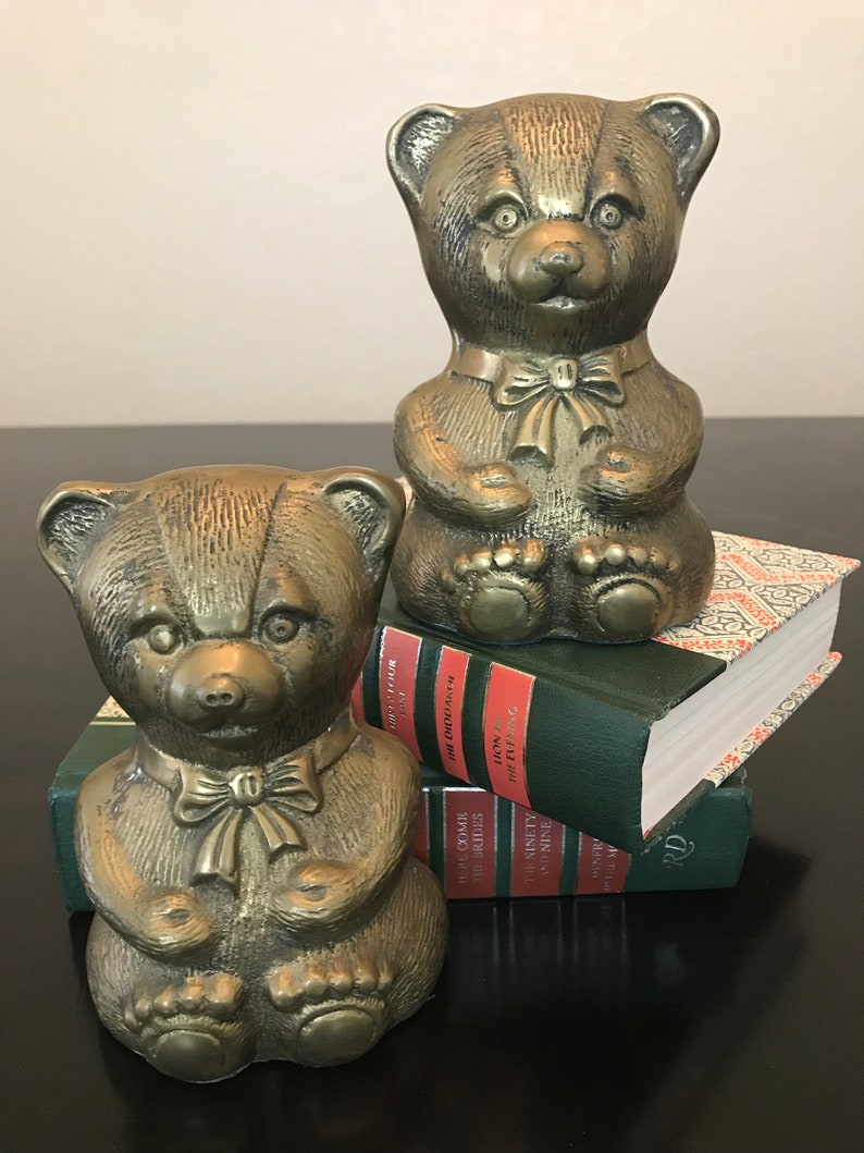 Vintage Brass Teddy Bear Bookends Made In Korea/Brass Teddy Etsy