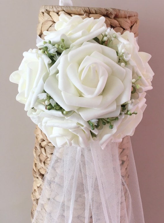 WEDDING PEW ENDS LACE WHITE//IVORY 26 CHURCH PEW ENDS HANGING DECORATION