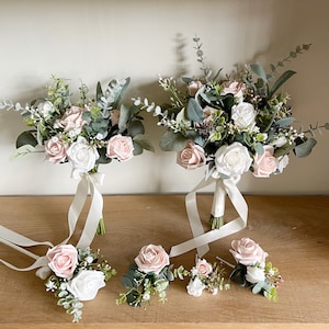 Blush pink hand tied bride bouquet - blush pink wedding flowers