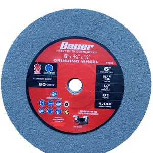 6&quot; Bauer Bench Grinding Wheel: 60 Grit Aluminum Oxide