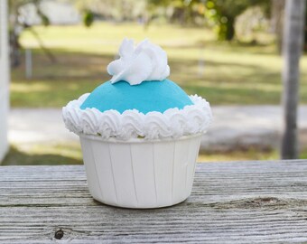 White and Blue Cupcake (fake)