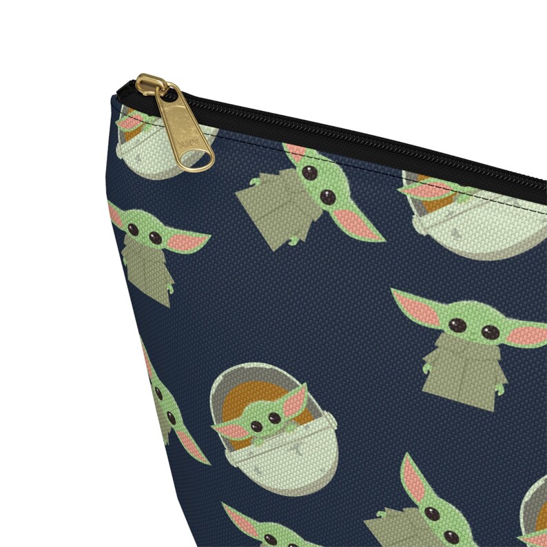 Grogu Inspired Navy Pouch: Cosmetics, Masks, Pencils – Polyester Zipper Bag image 6