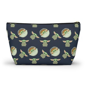 Grogu Inspired Navy Pouch: Cosmetics, Masks, Pencils – Polyester Zipper Bag image 2