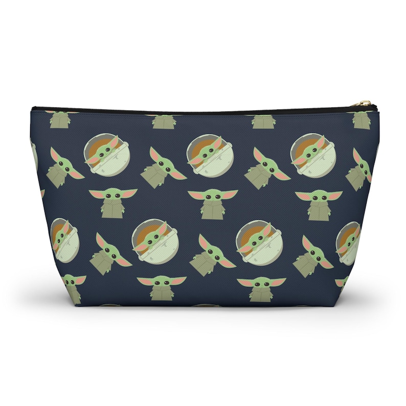 Grogu Inspired Navy Pouch: Cosmetics, Masks, Pencils – Polyester Zipper Bag image 2