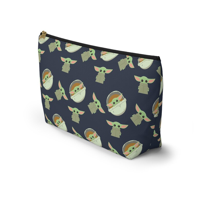Grogu Inspired Navy Pouch: Cosmetics, Masks, Pencils – Polyester Zipper Bag image 3