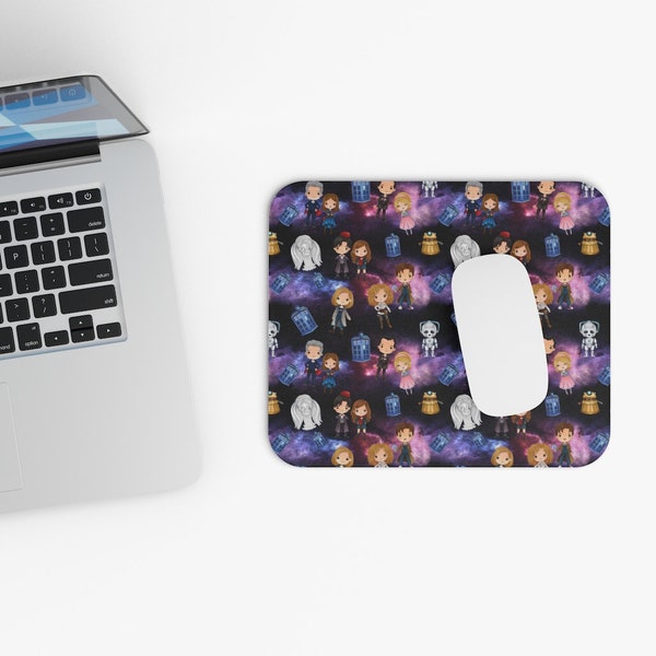 Dr Who Inspired Tardis Mouse Pad (Rectangle) Blue Box Galaxy Gifts