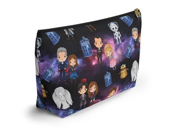 DR Who Inspired Tardis Police Bag  over Bag Masks Make Up or Accessory Pouch with T Bottom Cosmetics Pencils