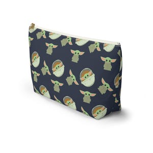 Grogu Inspired Navy Pouch: Cosmetics, Masks, Pencils – Polyester Zipper Bag image 9