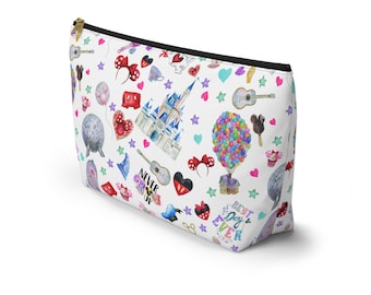 Magical Kingdom Pouch: Castle, Balloons, Mickey Mouse Themed Cosmetic Bag