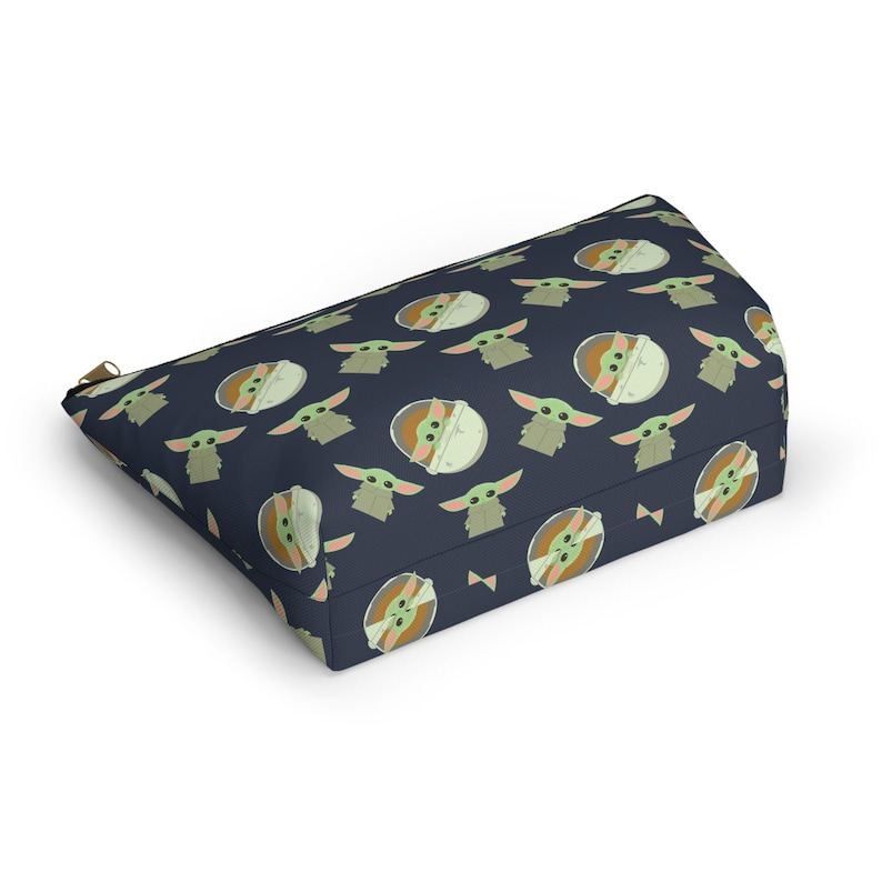 Grogu Inspired Navy Pouch: Cosmetics, Masks, Pencils – Polyester Zipper Bag image 5