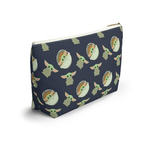 Grogu Inspired Navy Pouch: Cosmetics, Masks, Pencils – Polyester Zipper Bag image 10