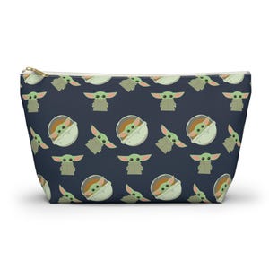 Grogu Inspired Navy Pouch: Cosmetics, Masks, Pencils – Polyester Zipper Bag image 7