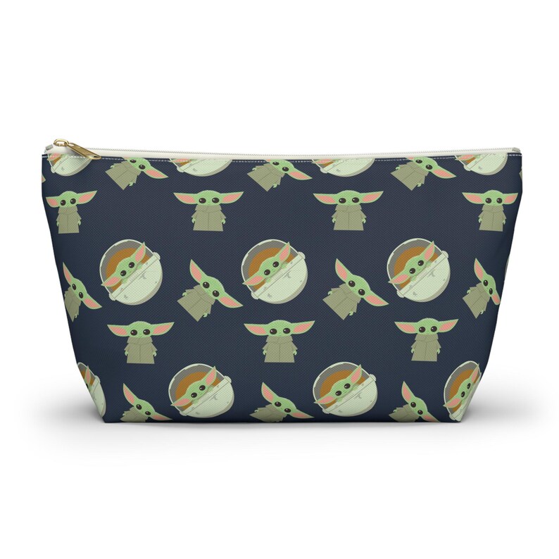 Grogu Inspired Navy Pouch: Cosmetics, Masks, Pencils – Polyester Zipper Bag image 7