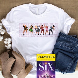 MEGASIX SIX the Musical Broadway Queens Wives Musical  Adult Unisex Jersey Short Sleeve Tee