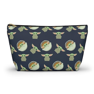 Grogu Inspired Navy Pouch: Cosmetics, Masks, Pencils – Polyester Zipper Bag image 1