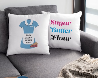 Waitress Broadway Musical Jenna Faux Suede Square Pillow Sugar Butter Flour