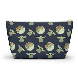 Grogu Inspired Navy Pouch: Cosmetics, Masks, Pencils – Polyester Zipper Bag image 8