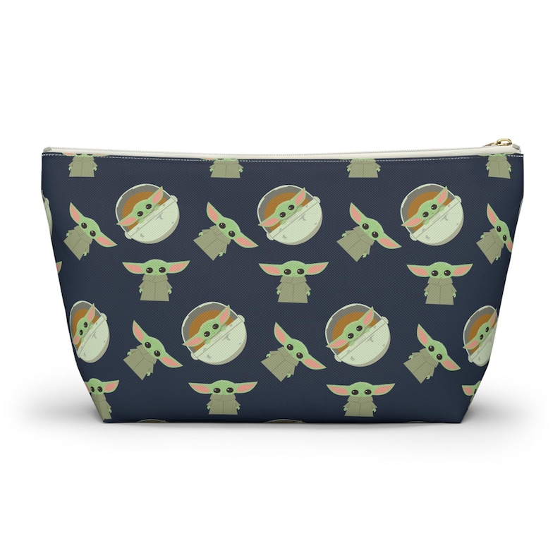 Grogu Inspired Navy Pouch: Cosmetics, Masks, Pencils – Polyester Zipper Bag image 8