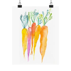 Colorful Carrot Kitchen Print: Farmhouse Vegetable Wall Art