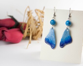 Earrings with butterfly wings made of cold porcelain