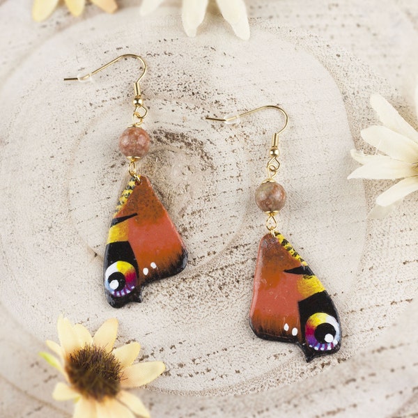 Boucles d'oreilles avec ailes de papillons Vanessa en porcelaine froide