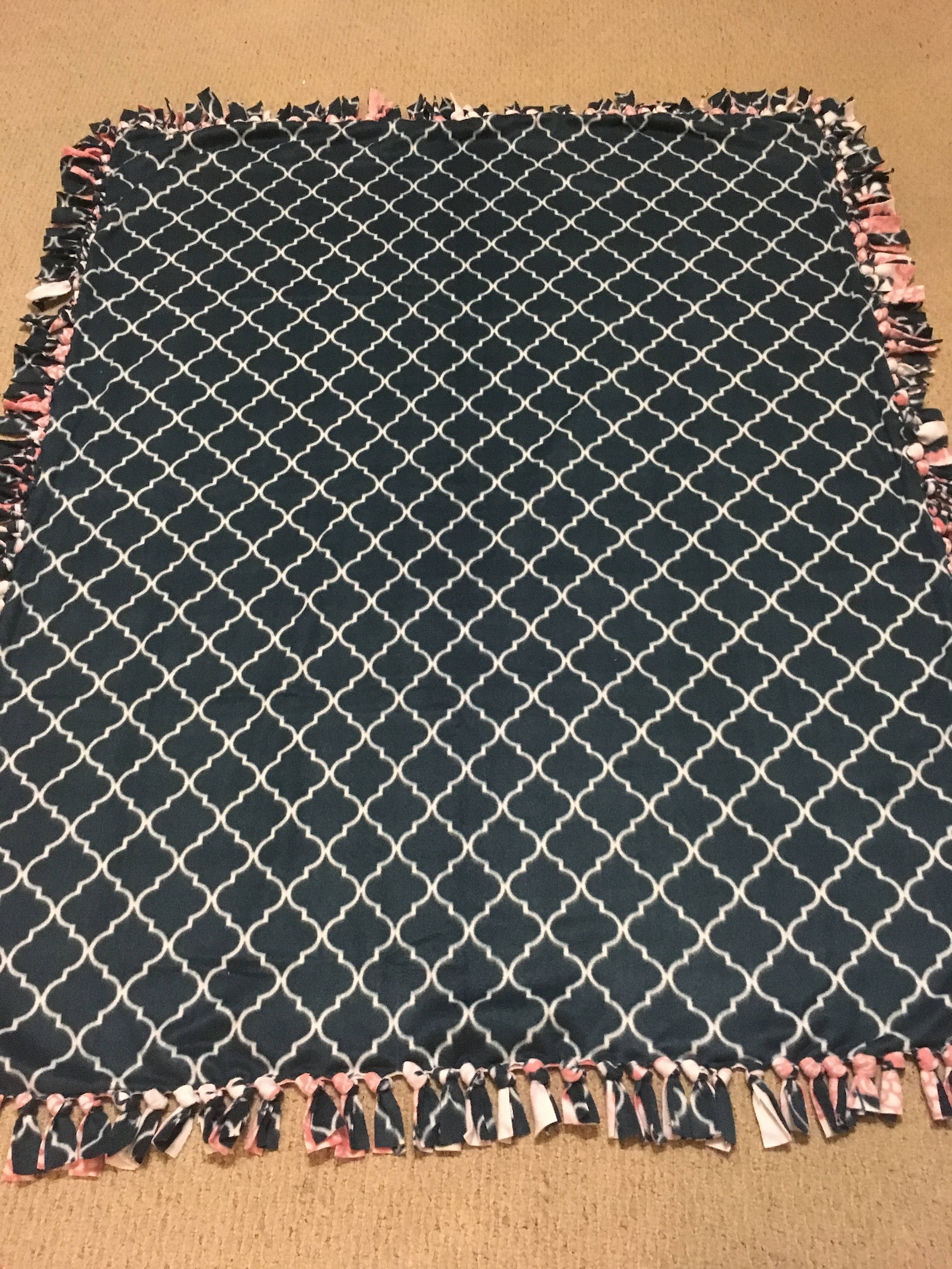 No Sew Floral Doubleprinted Design Fleece Prayer Blanket 72 Etsy