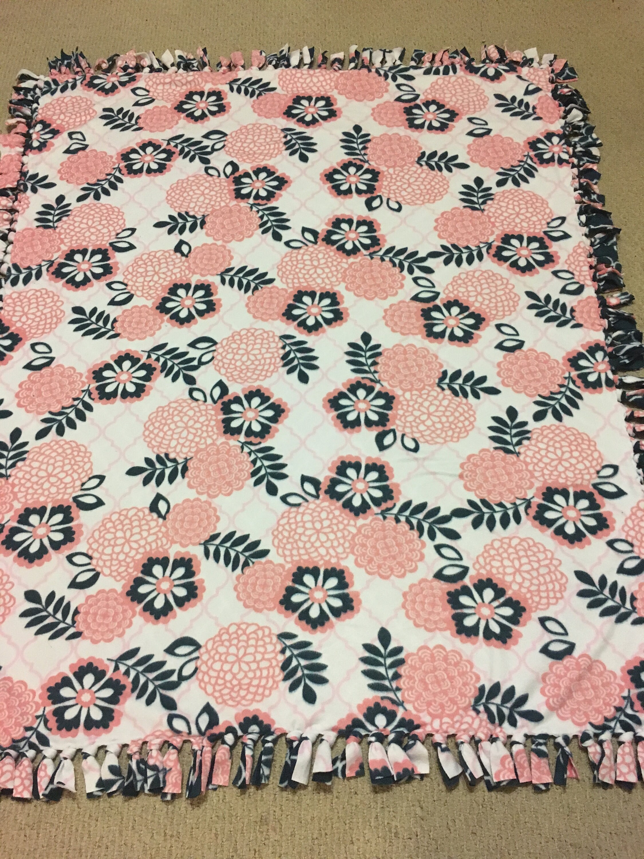 No Sew Floral DoublePrinted Design Fleece Prayer Blanket 72 Etsy