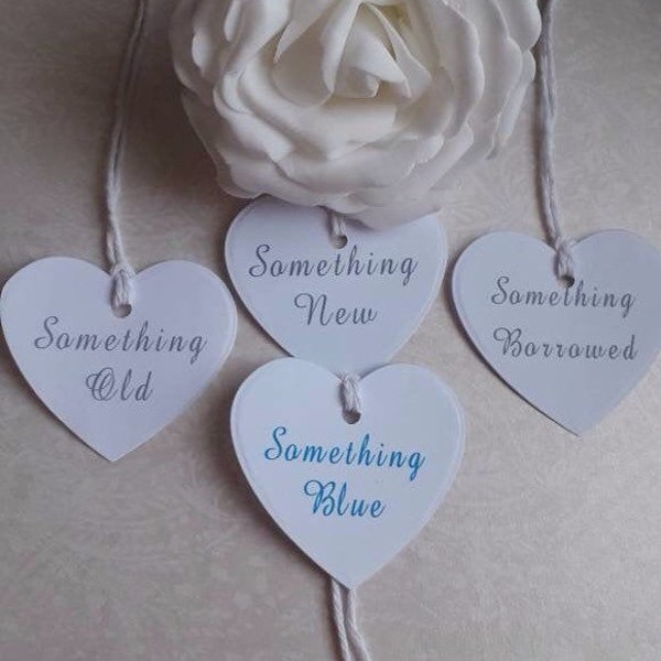 Something Old Something New Something Borrowed Something Blue, A sixpence tags, Bridal tags, Set of 4 or 5 Traditional Wedding Tags